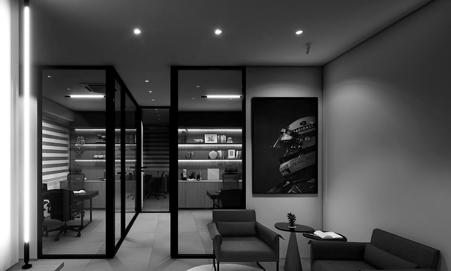 Sala de convivência do escritório.